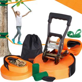 Slackline Kit with Training Line, 60 ft Backyard Slack Line Equipment, Easy Setup Tight Rope for Kids Adults