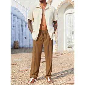 Slacks, Trendy Slacks, Men's Trousers, Men's Trousers, Long Pants, Straight Pants, Corduroy Slacks, Corsets, Anti-wrinkle Slacks, Cropped Pants, (Option: Brown-S)