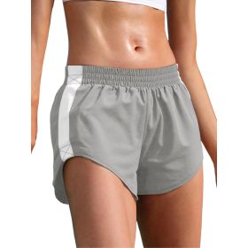 Fisoew Women Striped Track Shorts High Waisted Dolphin Workout Running Athletic Sweat Shorts (Option: Grey-S)