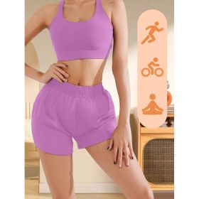 2-in-1 Mesh Workout Shorts Breathable, Anti-See-Through, Built For Summer Moves (Option: Purple-S)