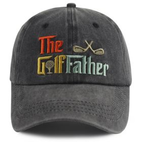 Golf Father Hat For Men, Adjustable Embroidered Wash Cotton Baseball Cap (Option: grey)