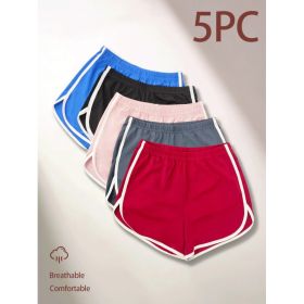 High Waist Drawstring Lounge Shorts Summer Casual Loose Fit Cotton Shorts For Women (Option: Multicolored-5pcs-S)