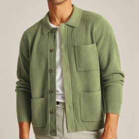 High-density Sweater Shirt Collar Long Sleeve (Option: Green-M)
