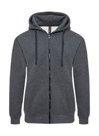 Heavyweight Fleece Zipper Hoodie (Color: Charcoal, size: 3XL)