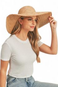 Wide Brim Frayed Edge Sun Hat (Color: TAUPE, size: O/S)